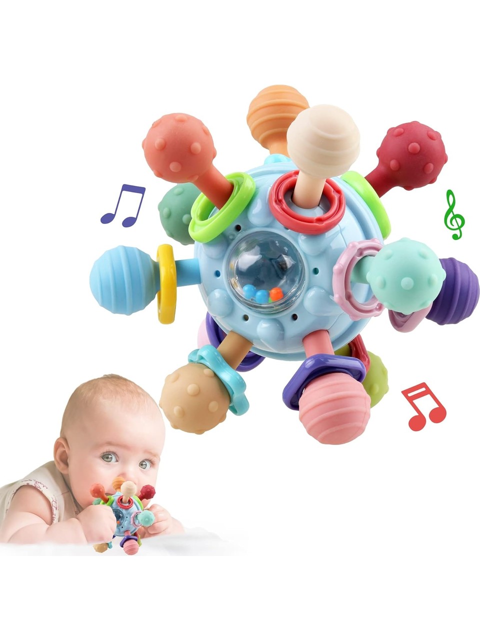 Montessori Duyusal Diş Kaşıyıcı ve Çıngıraklı Top