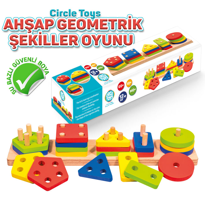 Circle Toys Ahşap Geometrik Şekiller 5'li