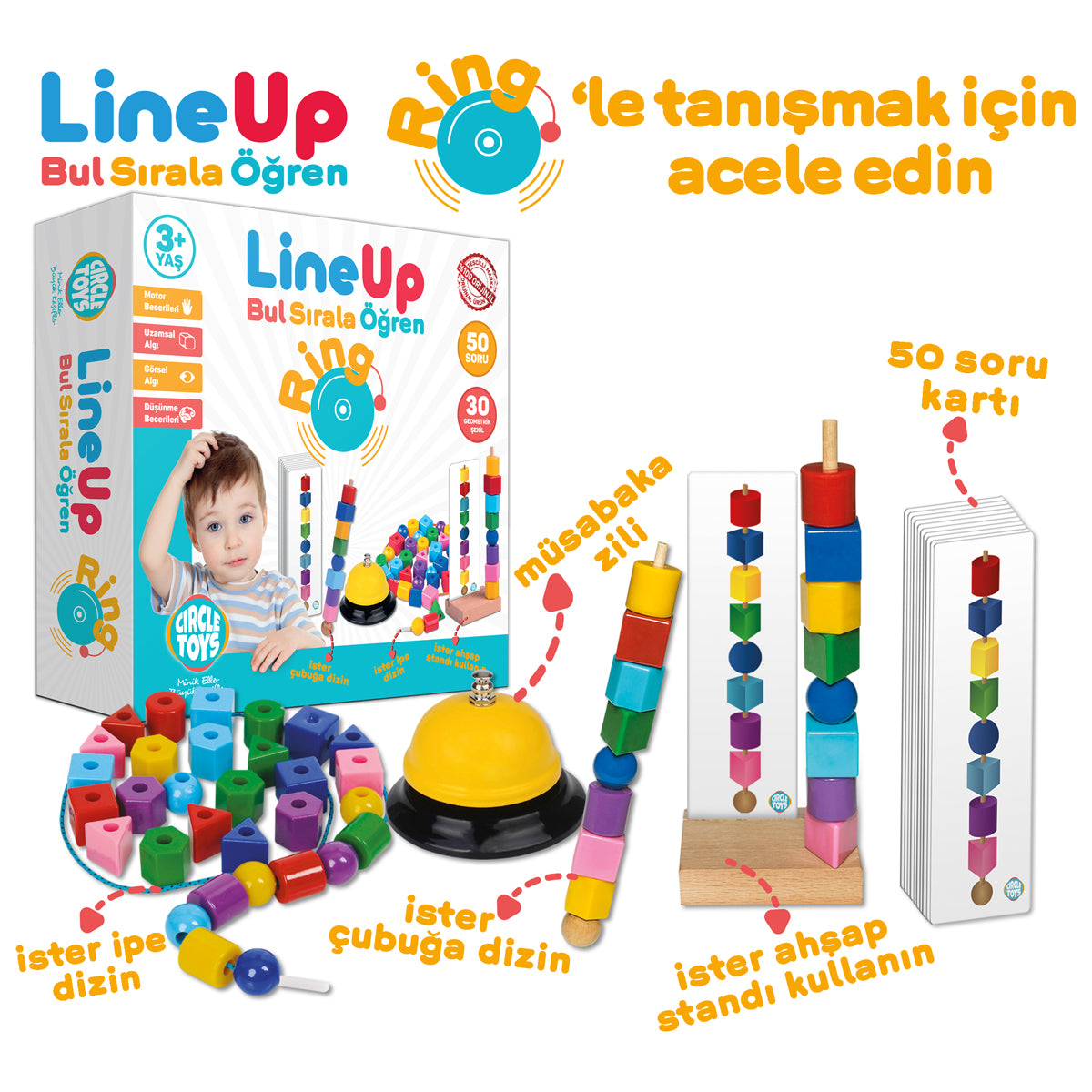 Circle Toys Line Up Ring – Zilli Bul Sırala ve İpe Boncuk Dizme Oyunu