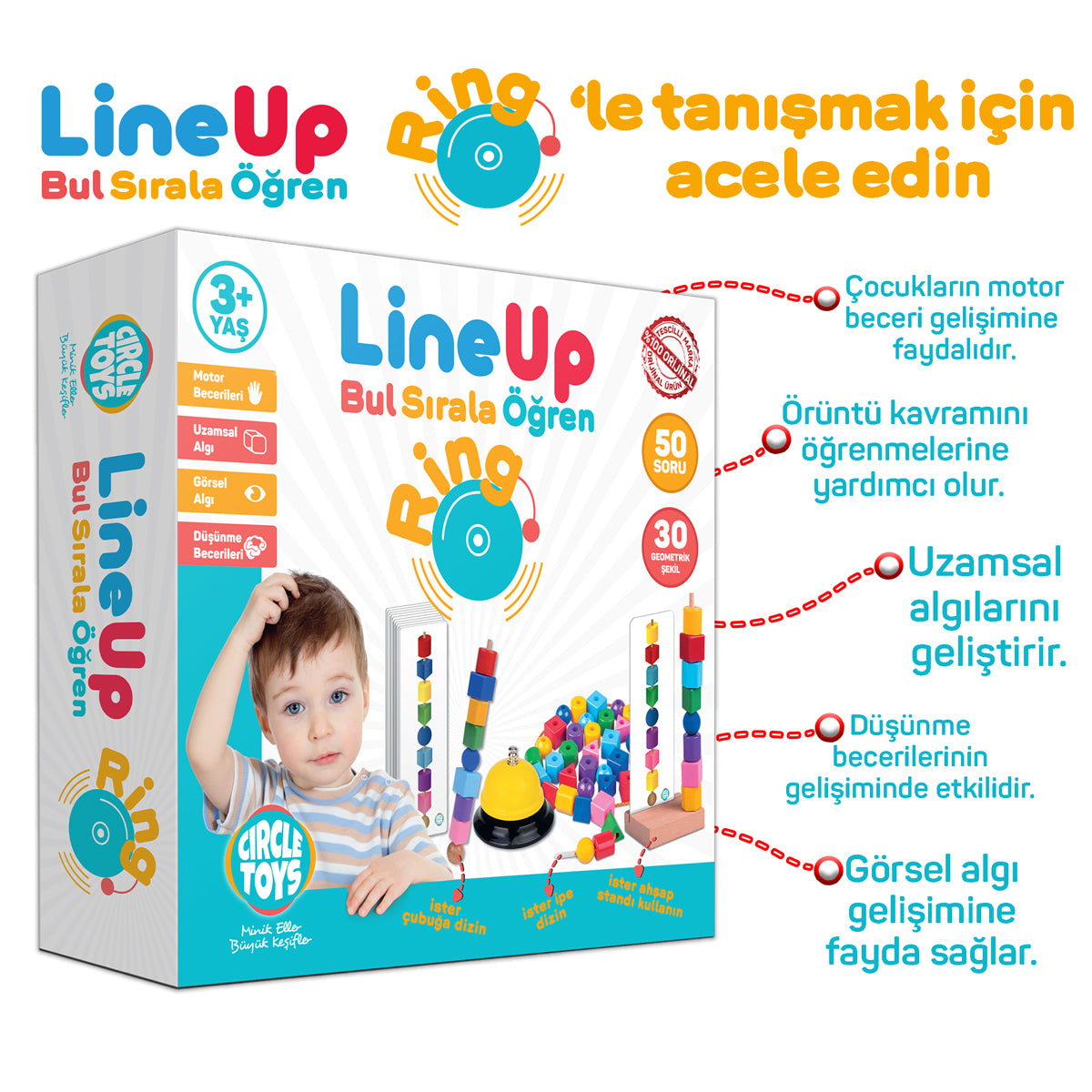 Circle Toys Line Up Ring – Zilli Bul Sırala ve İpe Boncuk Dizme Oyunu
