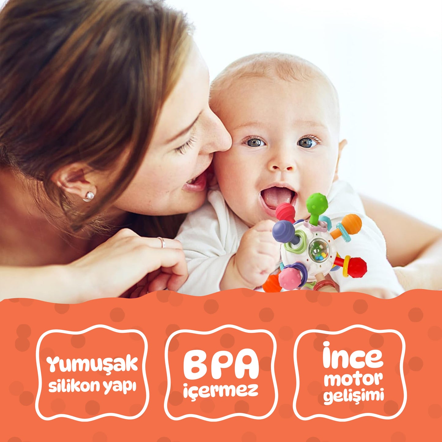 Montessori Duyusal Diş Kaşıyıcı ve Çıngıraklı Top