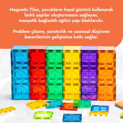 Circle Toys Manyetik Yapı Blokları 36 Parça – Eğitici STEAM Oyuncak, Renkli Manyetik Karo Yapı Seti, 3+ Yaş