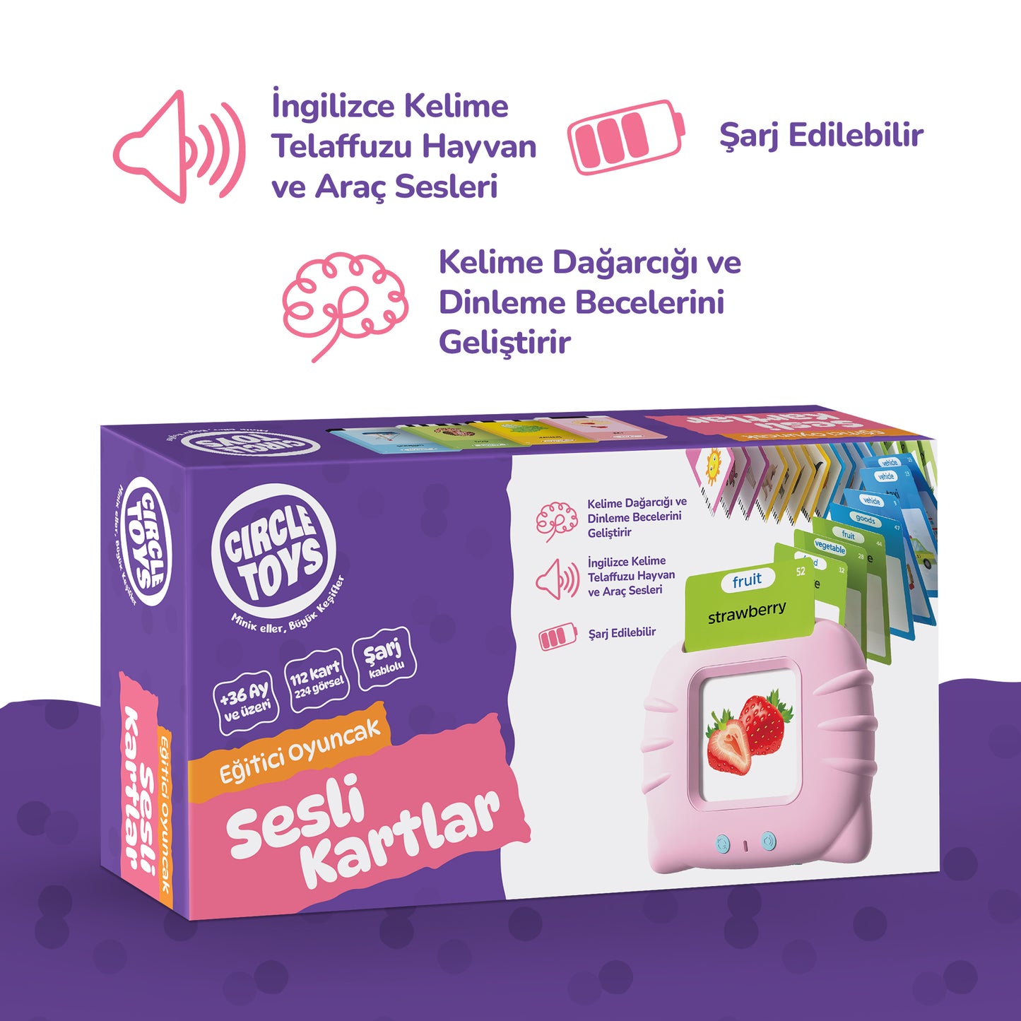 Circle Toys İngilizce Konuşan Sesli Flash Eğitim Kartları 224 Kart