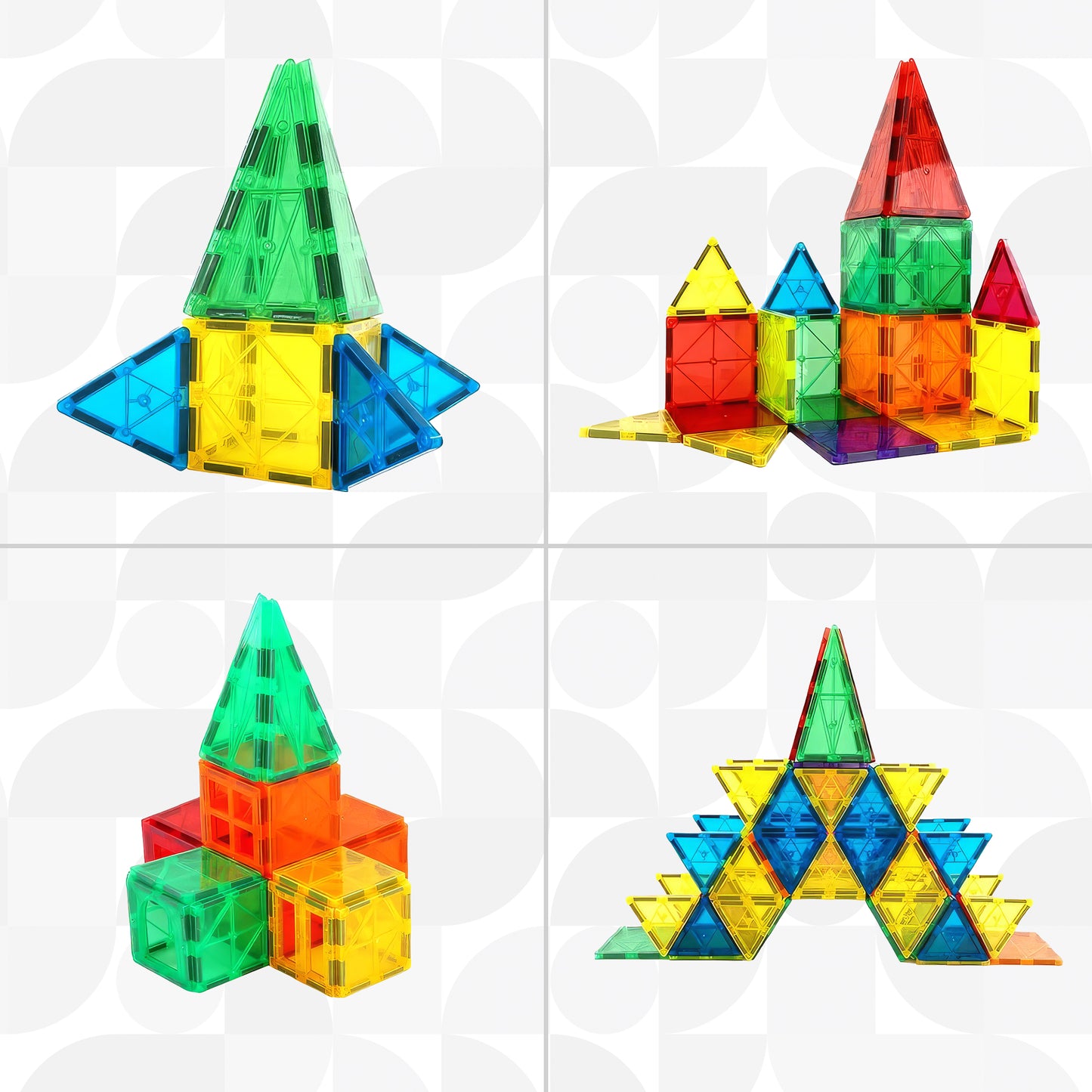 Circle Toys Manyetik Yapı Blokları 72 Parça – Eğitici STEM Oyuncak, Renkli Manyetik Karo Yapı Seti, 3+ Yaş