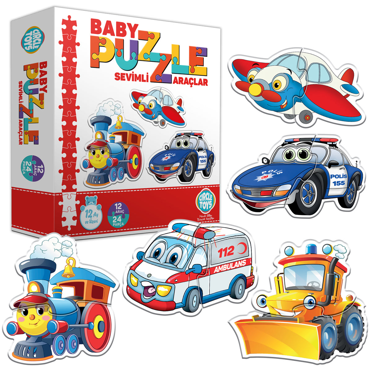 Circle Toys Baby Puzzle Sevimli Araçlar