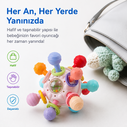 Montessori Duyusal Diş Kaşıyıcı ve Çıngıraklı Top