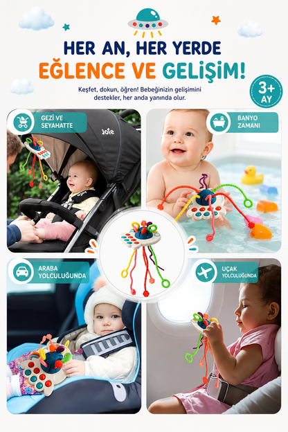 UFO Eğitici Duyusal Aktivite Oyuncağı - 1-3 Yaş Yürümeye Başlayan Çocuklar Için Montessori Seti