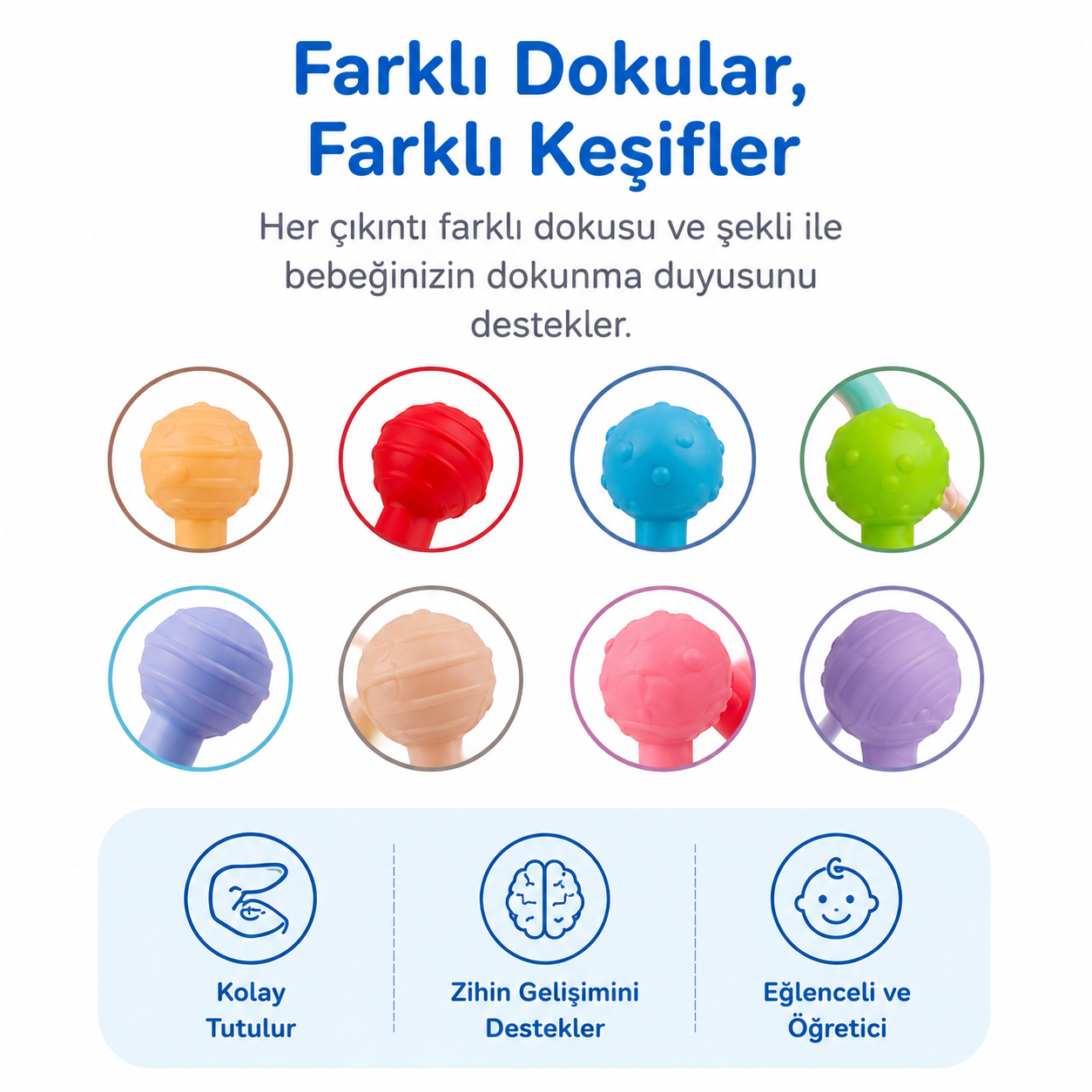Montessori Duyusal Diş Kaşıyıcı ve Çıngıraklı Top