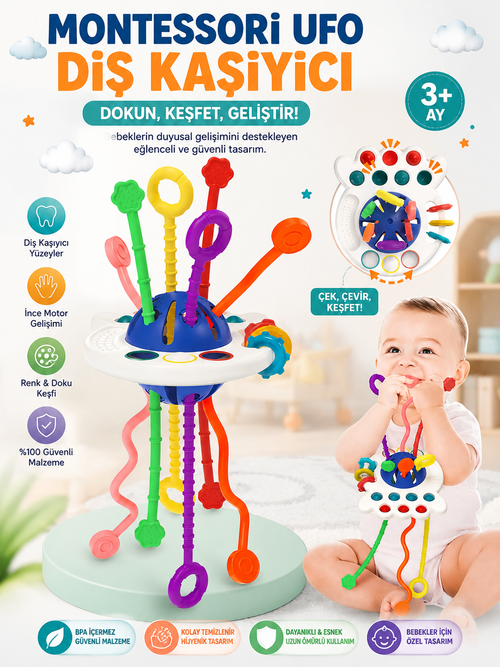 UFO Eğitici Duyusal Aktivite Oyuncağı - 1-3 Yaş Yürümeye Başlayan Çocuklar Için Montessori Seti