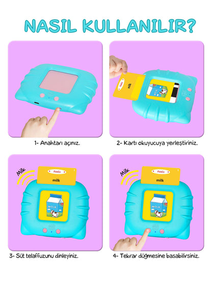 Circle Toys İngilizce Konuşan Sesli Flash Eğitim Kartları 224 Kart - Mavi