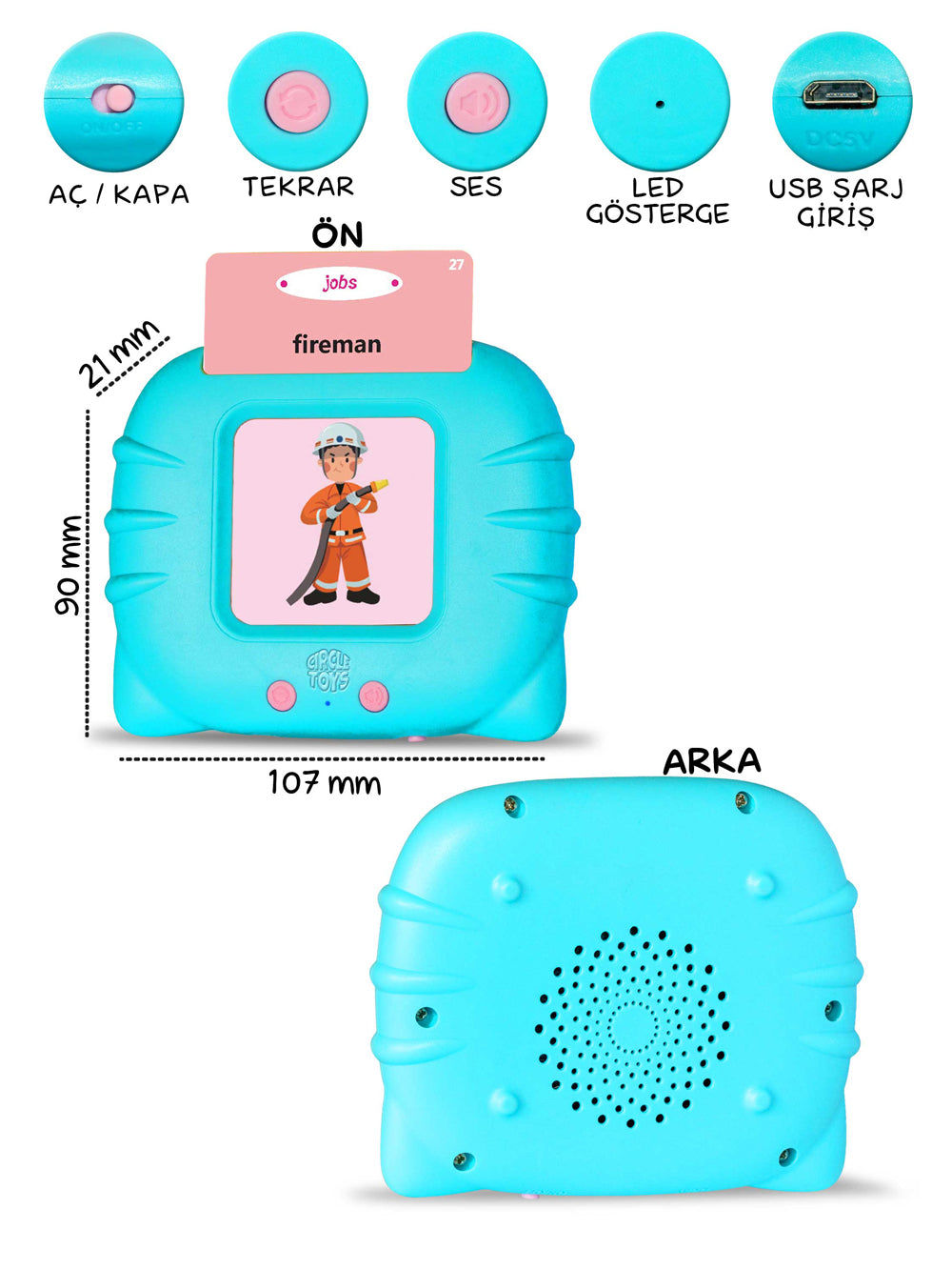 Circle Toys İngilizce Konuşan Sesli Flash Eğitim Kartları 224 Kart - Mavi