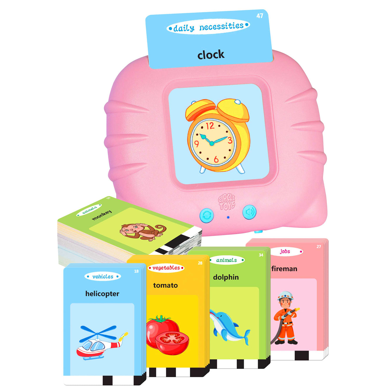 Circle Toys İngilizce Konuşan Sesli Flash Eğitim Kartları 224 Kart - Pembe