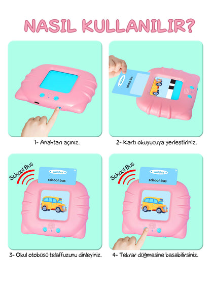 Circle Toys İngilizce Konuşan Sesli Flash Eğitim Kartları 224 Kart - Pembe