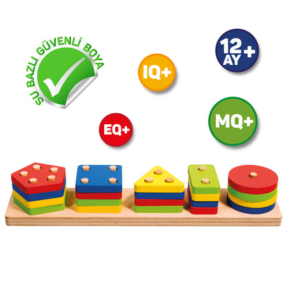 Circle Toys Ahşap Geometrik Şekiller 5'li