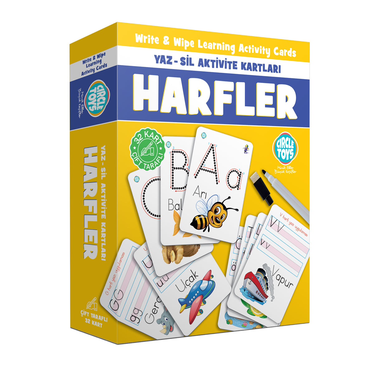 Circle Toys Harfler Yaz-Sil Aktivite Kartları