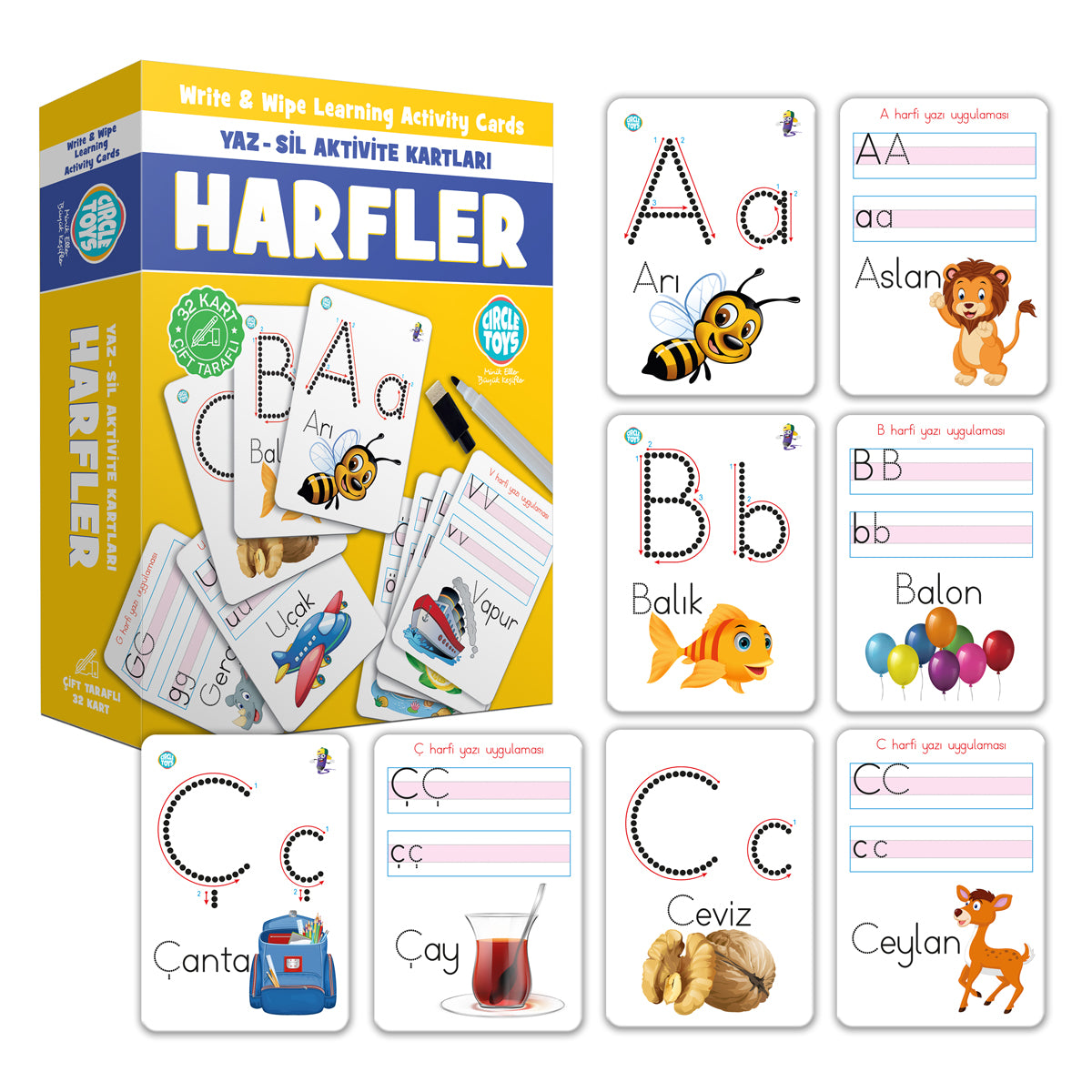Circle Toys Harfler Yaz-Sil Aktivite Kartları