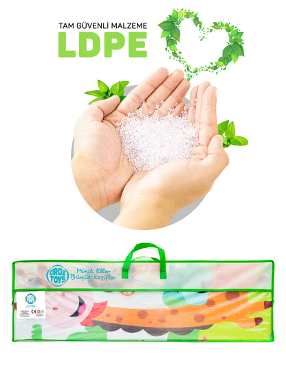 Circle Toys Neşeli Zürafa + Taşıtlar, Katlanabilir Çocuk Oyun Halısı -150x200x1 - Taşıma Çantası Yanında