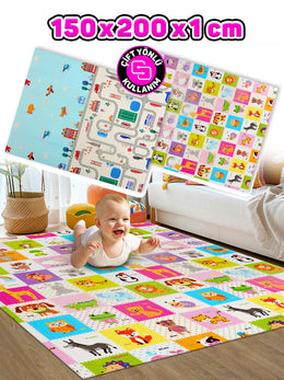 Circle Toys Animals + Taşıtlar, Katlanabilir Çocuk Oyun Halısı - 150X200X1 cm - Taşıma Çantası Yanında