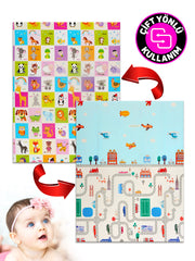 Circle Toys Animals + Taşıtlar, Katlanabilir Çocuk Oyun Halısı - 150X200X1 cm - Taşıma Çantası Yanında
