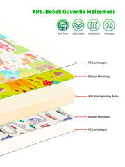 Circle Toys Neşeli Zürafa + Taşıtlar, Katlanabilir Çocuk Oyun Halısı – Ekstra Large - 180X200X1 cm - Taşıma Çantası Yanında