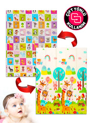 Circle Toys Neşeli Zürafa + Animals, Katlanabilir Çocuk Oyun Halısı – Ekstra Large - 180X200X1 cm - Taşıma Çantası Yanında