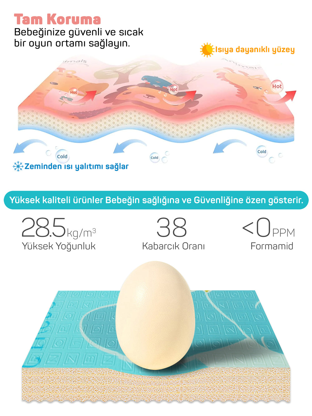 Circle Toys Neşeli Zürafa + Animals, Katlanabilir Çocuk Oyun Halısı – Ekstra Large - 180X200X1 cm - Taşıma Çantası Yanında