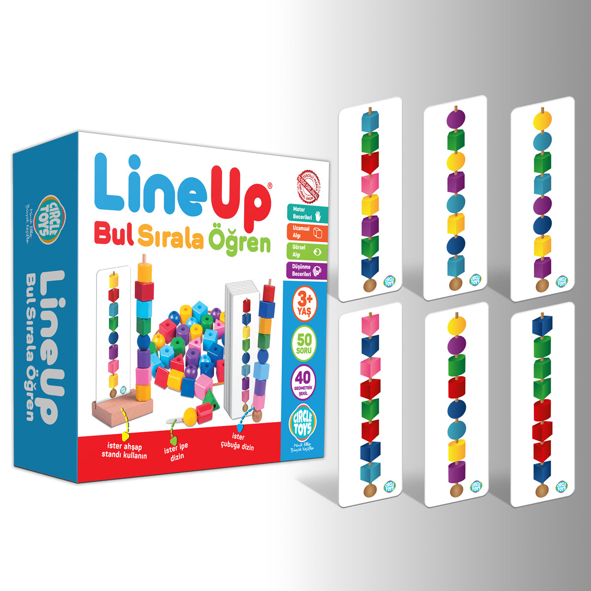 Circle Toys Line Up İpe ve Çubuğa Boncuk ve Şekil Dizme Oyunu