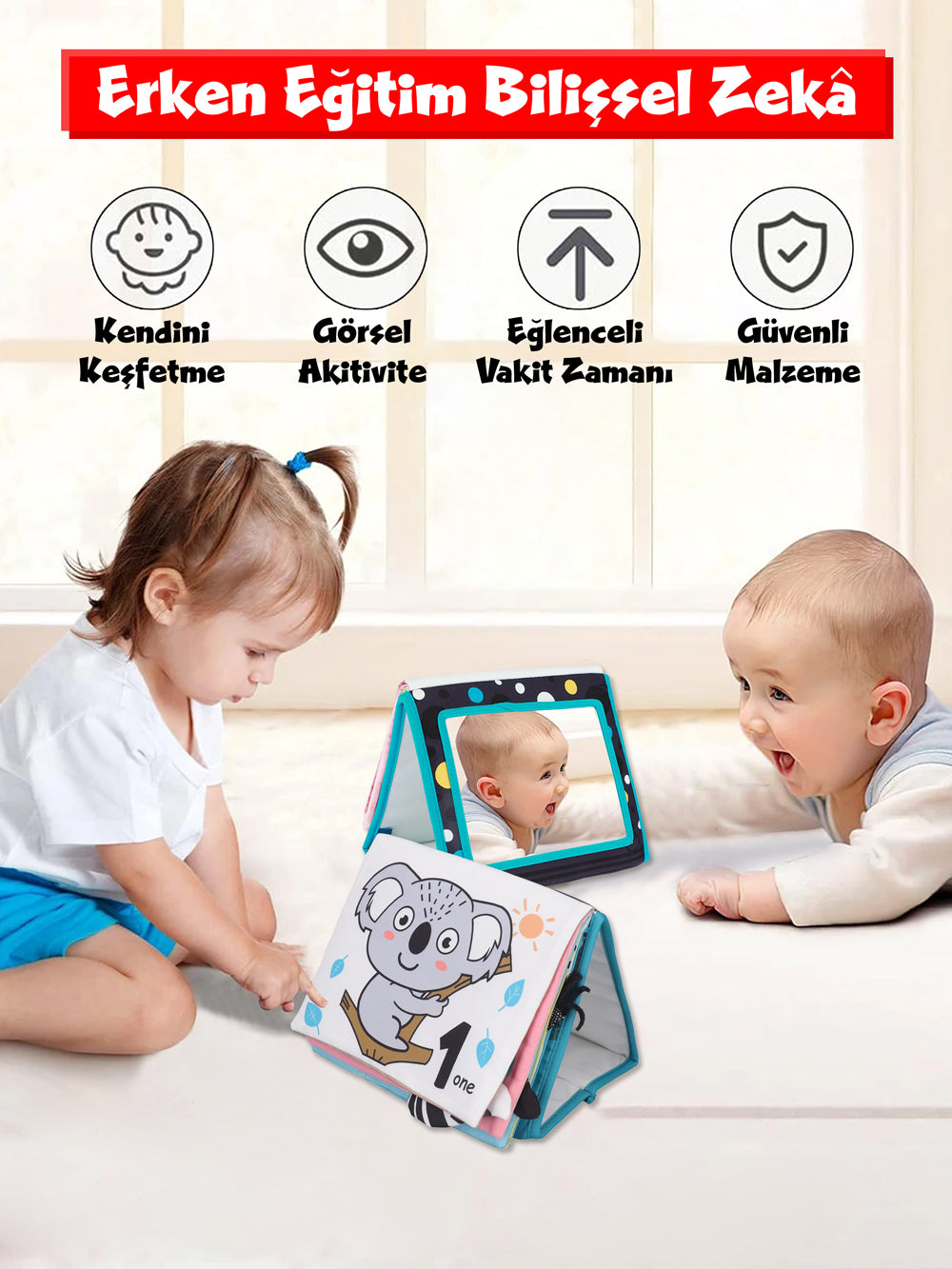 Circle Toys Tummy Time Hışırtılı Aktivite Kitabı Mavi