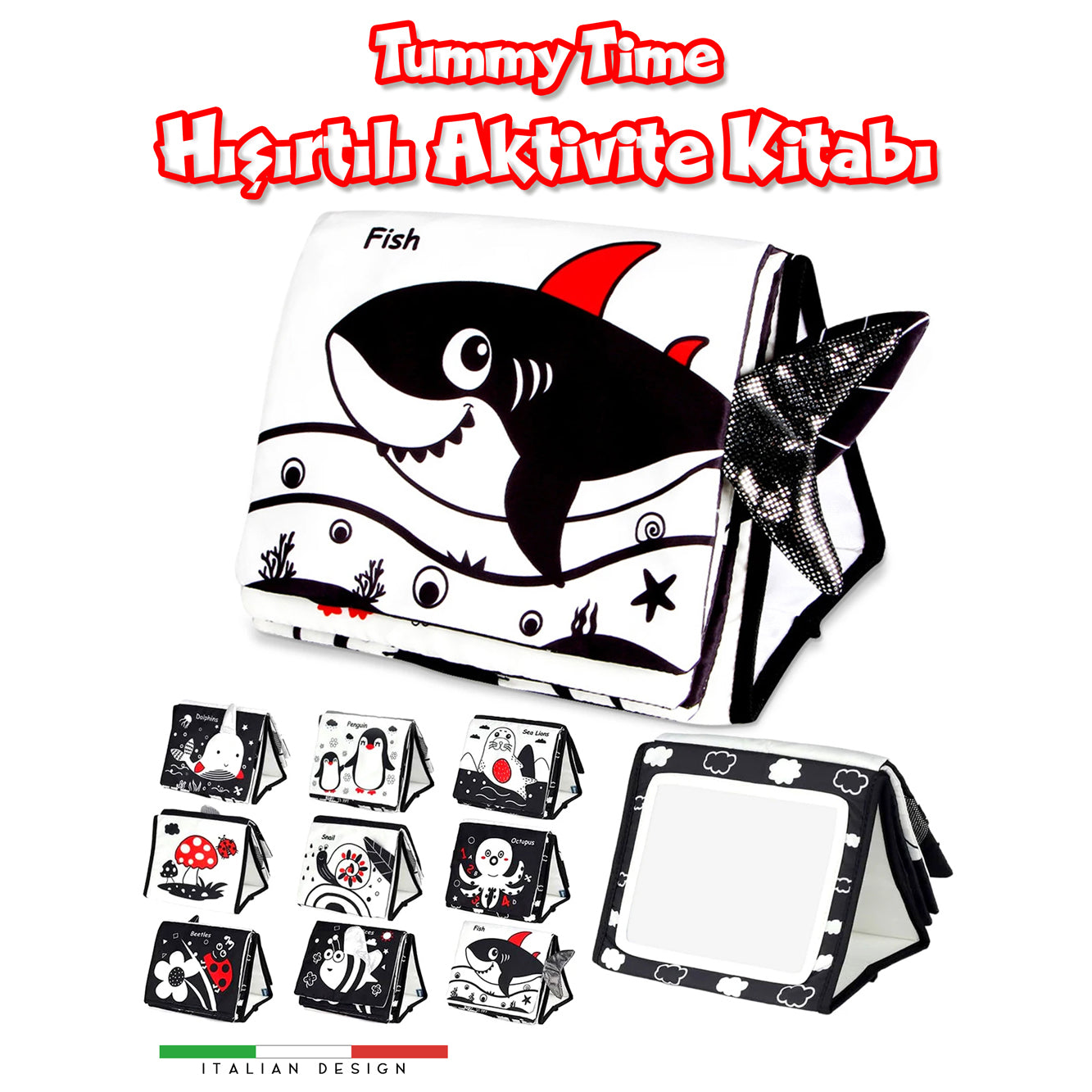 Circle Toys Tummy Time Hışırtılı Aktivite Kitabı Siyah