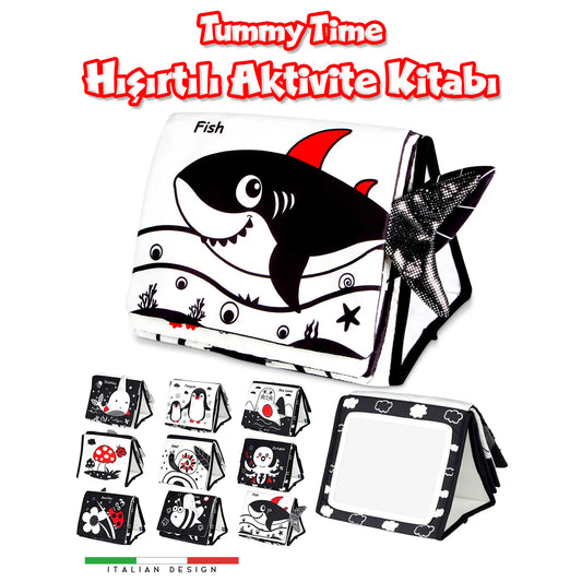 Circle Toys Tummy Time Hışırtılı Aktivite Kitabı Siyah