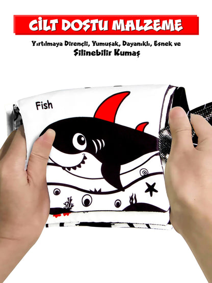 Circle Toys Tummy Time Hışırtılı Aktivite Kitabı Siyah