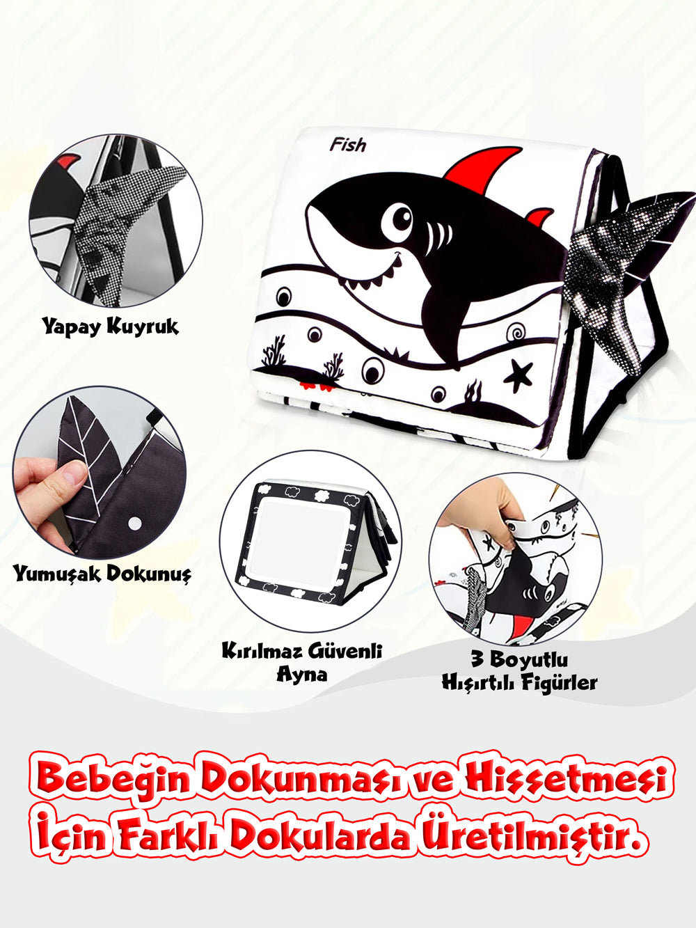 Circle Toys Tummy Time Hışırtılı Aktivite Kitabı Siyah