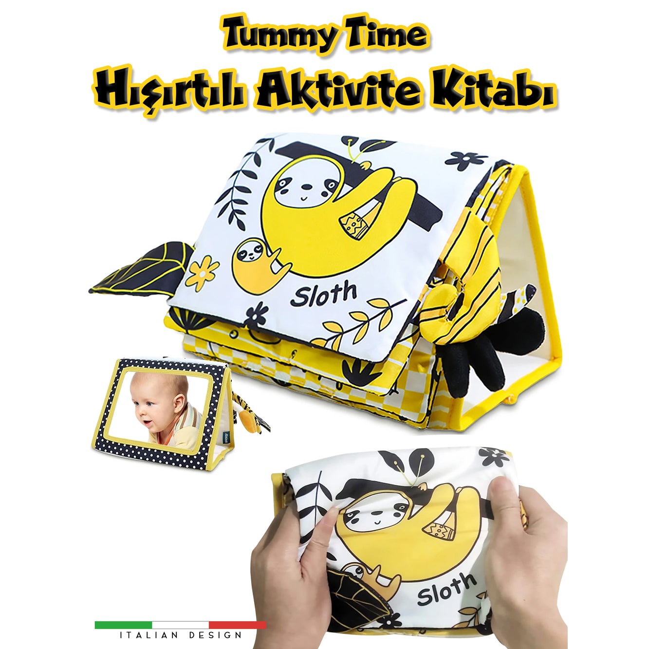 Circle Toys Tummy Time Hışırtılı Aktivite Kitabı Sarı