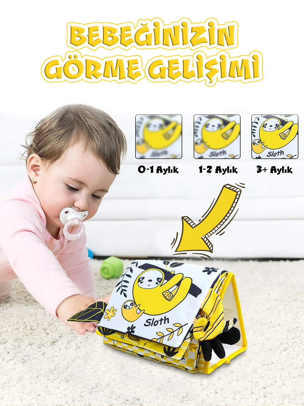 Circle Toys Tummy Time Hışırtılı Aktivite Kitabı Sarı