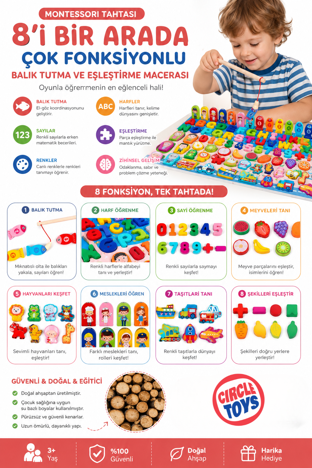 Circle Toys 8'i Bir Arada Balık Tutma ve Eşleştirme Macerası