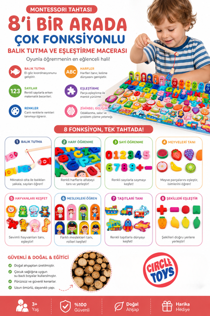 Circle Toys 8'i Bir Arada Balık Tutma ve Eşleştirme Macerası