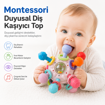 Montessori Duyusal Diş Kaşıyıcı ve Çıngıraklı Top